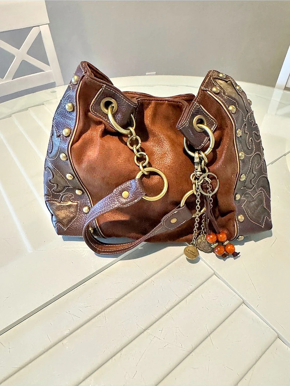 Kathy Van Zeeland Paisley Shoulder Bag in Brown